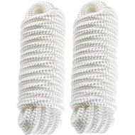 Amarine Made 2 Pack of 3/4 Inch 25 FT Double Braid Nylon Dockline Mooring Rope Double Braided Dock Line,Working Load Limit: 1900LBS,Breaking Strength: 9500LBS (White)