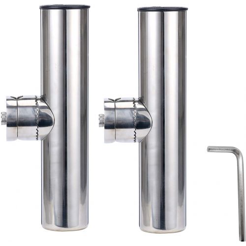  Amarine Made 2pcs Stainless Clamp on Fishing Rod Holder for Rails 7/8 to 1