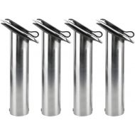 Amarine Made 4 Pack of Stainless Steel Rod Holders Rubber with Cap, Liner, Gasket