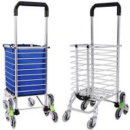 Amashion Folding Shopping cart, Stair Climbing Cart with Swivel Wheels Blue Waterproof Bag, Capacity of 176lbs