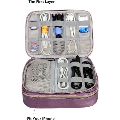  [아마존 핫딜] [아마존핫딜]Amatory Electronics Organizer Travel Cable Cord Bag Accessories Gadget Gear Storage Cases (Purple)