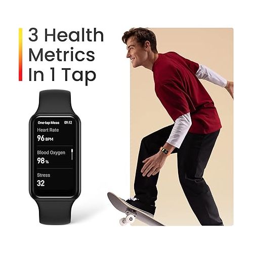  Amazfit Band 7 Fitness & Activity Tracker, Step Monitoring, Heart Rate & SpO2 Monitoring, Virtual Pacer, 18-Day Battery, Sleep Quality Analysis, Alexa Built-In, Water Resistant, (Black)