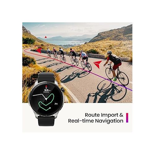  Amazfit GTR 4 Smart Watch with GPS, Sleep Quality Monitoring, Step Tracking, Heart Rate & SpO2 Sensor, Alexa Built-In, Bluetooth Calls & Text, 14-Day Battery Life, AI Fitness App & Sports Coach(Black)