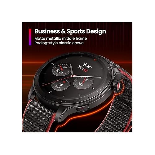  Amazfit GTR 4 Smart Watch with GPS, Sleep Quality Monitoring, Step Tracking, Heart Rate & SpO2 Sensor, Alexa Built-In, Bluetooth Calls & Text, 14-Day Battery Life, AI Fitness App & Sports Coach (Gray)