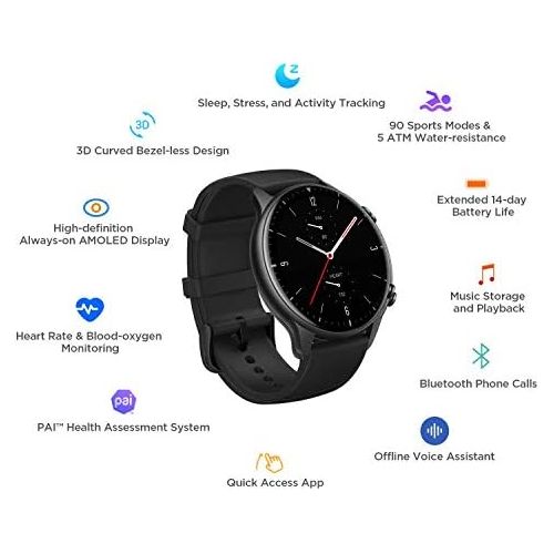  [아마존베스트]Amazfit GTR 2 Smart Watch with Bluetooth Call Function, Sports Watch with 12 Sports Modes, Fitness Tracker with Blood Oxygen Saturation Monitor, 3GB Music Memory for Men, Women