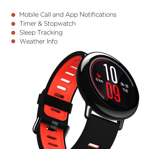  Amazfit Pace Multisport Smartwatch by Huami with All-Day Heart Rate and Activity Tracking, GPS, 5-Day Battery Life, US Service and Warranty (A1612 Black Band)