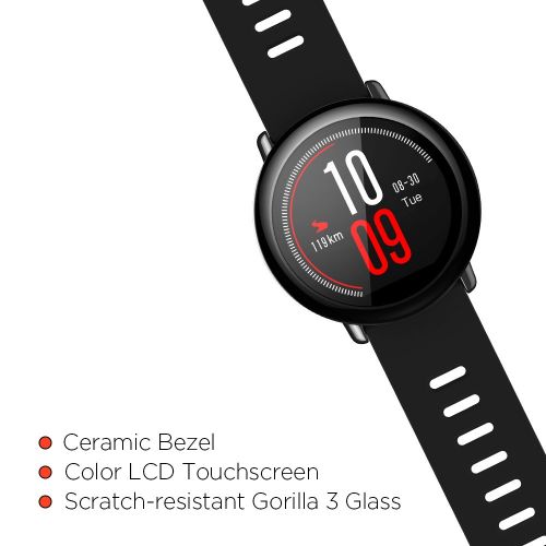 Amazfit Pace Multisport Smartwatch by Huami with All-Day Heart Rate and Activity Tracking, GPS, 5-Day Battery Life, US Service and Warranty (A1612 Black Band)