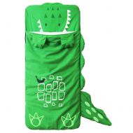 Amazing A.B Crew 55x24 Upgraded Detachable Cute Cartoon Kids Sleeping Bag Added Bottom Zipper 100% Cotton Baby Toddler Swaddle Wrap, Crocodile