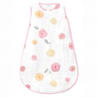 Amazing Baby Muslin Sleeping Sack with 2-Way Zipper, Watercolor Roses, Pink, Small