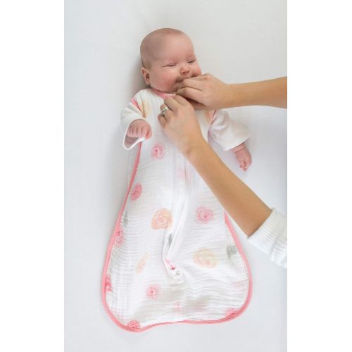  Amazing Baby Muslin Sleeping Sack with 2-Way Zipper, Watercolor Roses, Pink, Small