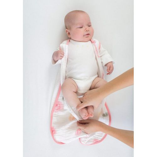  Amazing Baby Muslin Sleeping Sack with 2-Way Zipper, Watercolor Roses, Pink, Small