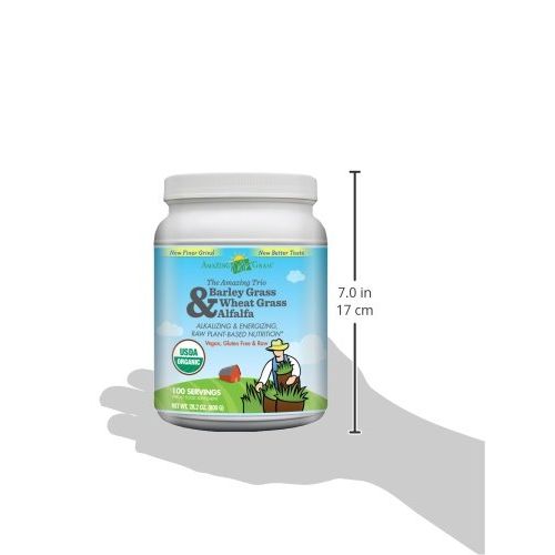  Amazing Grass Organic Trio Greens Powder with Wheatgrass, Barley Grass and Alfalfa, 100...