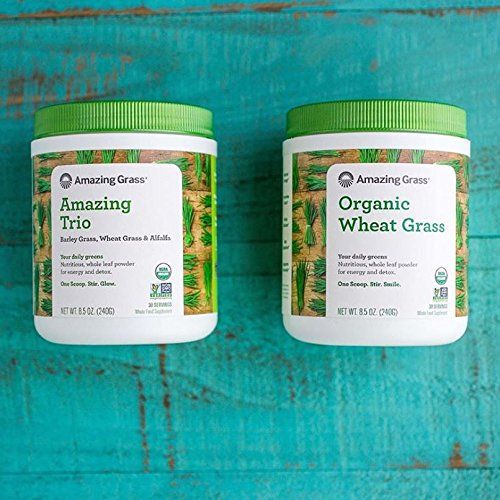  Amazing Grass Organic Trio Greens Powder with Wheatgrass, Barley Grass and Alfalfa, 100...