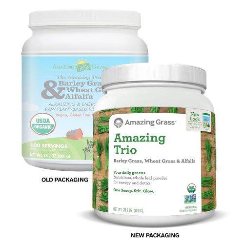  Amazing Grass Organic Trio Greens Powder with Wheatgrass, Barley Grass and Alfalfa, 100...