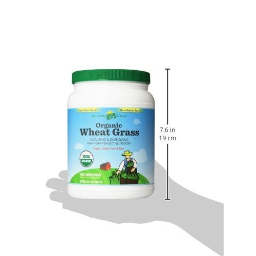 Organic Wheatgrass Powder, by Amazing Grass Super Greens Wheat Grass, 100 Servings, Detox,...