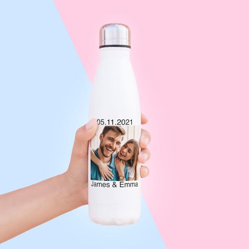  [아마존베스트]Amazing Items Personalized Water Bottle - Add Your Photo, Text, Logo, Monogram - 8 Different Fonts & Colors - 16oz Customizable Water Bottle with Lid and Straw