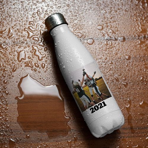  [아마존베스트]Amazing Items Personalized Water Bottle - Add Your Photo, Text, Logo, Monogram - 8 Different Fonts & Colors - 16oz Customizable Water Bottle with Lid and Straw