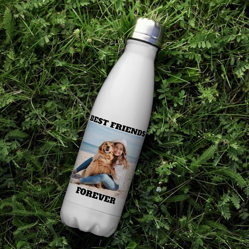  [아마존베스트]Amazing Items Personalized Water Bottle - Add Your Photo, Text, Logo, Monogram - 8 Different Fonts & Colors - 16oz Customizable Water Bottle with Lid and Straw