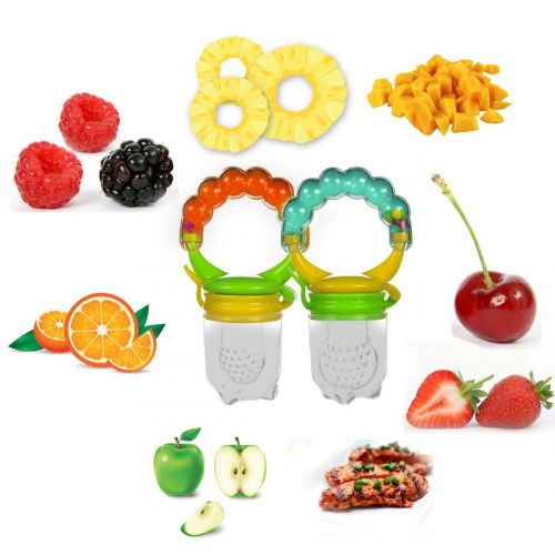  Amazing Tot Teething Drooling Baby Set  Includes Teething Pads for Ergobaby 360 Carrier, 2 baby fresh fruit feeders, mesh feeder, 2 Infant Pacifiers and Girafee Teether Toy for Infants & Todd