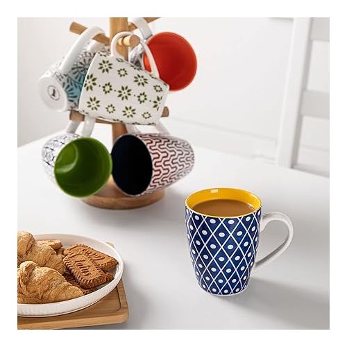  Amazingware Coffee Mugs Sets of 6, Colorful 16 Oz Porcelain Coffee Mug with Handle for Coffee, Tea, Cocoa, Ceramic Coffee Cups for Women Men, Housewarming Gift, Vibrant Colors