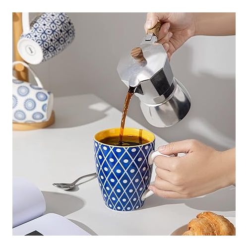  Amazingware Coffee Mugs Sets of 6, Colorful 16 Oz Porcelain Coffee Mug with Handle for Coffee, Tea, Cocoa, Ceramic Coffee Cups for Women Men, Housewarming Gift, Vibrant Colors