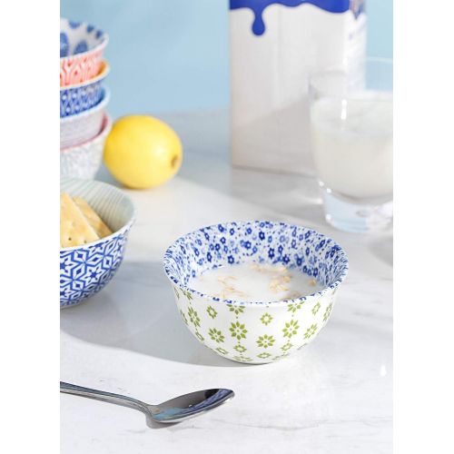  [아마존베스트]Amazingware Porcelain Bouillon Cups - 8 Ounce Dessert Bowls, Set of 6, Assorted Designs