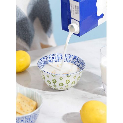  [아마존베스트]Amazingware Porcelain Bouillon Cups - 8 Ounce Dessert Bowls, Set of 6, Assorted Designs