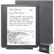 Kindle Scribe Essentials Bundle including Kindle Scribe (64 GB), Premium Pen, Brush Print Leather Folio Cover with Magnetic Attach - Storm Grey, and Power Adapter