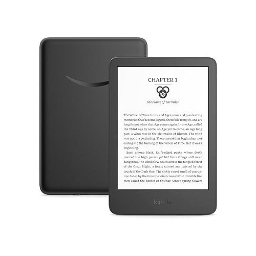  Amazon Kindle - The lightest and most compact Kindle, with extended battery life, adjustable front light, and 16 GB storage - Black