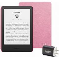 Kindle Essentials Bundle including Kindle (2022 release) - Black, Fabric Cover - Rose, and Power Adapter