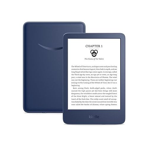  Amazon Kindle - The lightest and most compact Kindle, with extended battery life, adjustable front light, and 16 GB storage - Denim