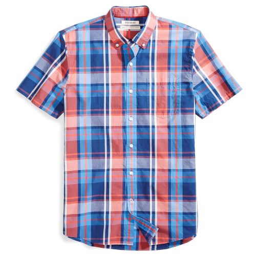  Amazon Brand - Goodthreads Mens Standard-Fit Short-Sleeve Large-Scale Plaid Shirt