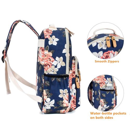  Amazon Leaper Floral School Backpack for Girls Travel Bag Bookbag Satchel Dark Blue 2