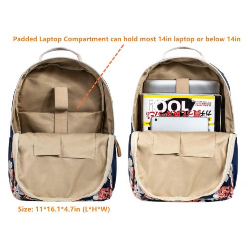  Amazon Leaper Floral School Backpack for Girls Travel Bag Bookbag Satchel Dark Blue 2