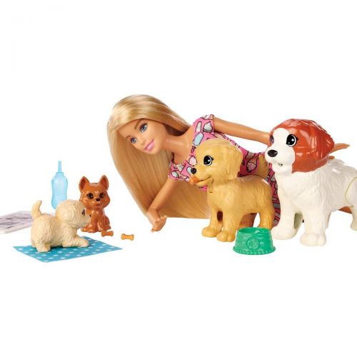 바비 Amazon Barbie Doggy Daycare Doll & Pets, Blonde