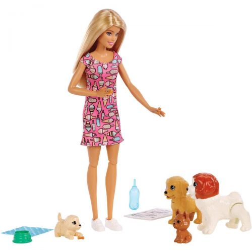 바비 Amazon Barbie Doggy Daycare Doll & Pets, Blonde