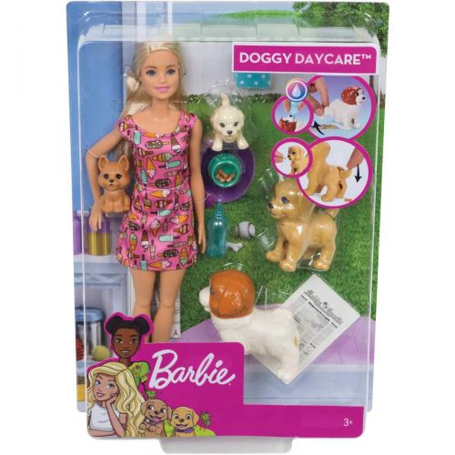 바비 Amazon Barbie Doggy Daycare Doll & Pets, Blonde