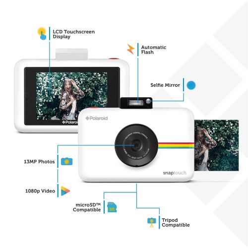 폴라로이드 Amazon Polaroid SNAP Touch 2.0 - 13MP Portable Instant Print Digital Photo Camera w/Built-In Touchscreen Display, White
