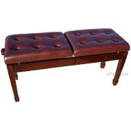 Amazon Adjustable Deluxe Duet Two Seated Double Artist Piano Bench Stool in Walnut