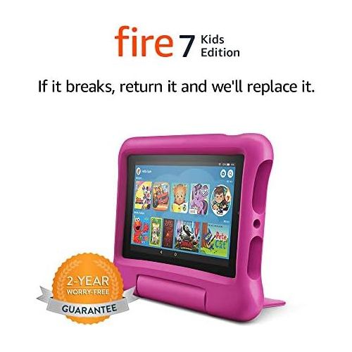  Amazon Fire 7 Kids Edition Tablet, 7 Display, 16 GB, Pink Kid-Proof Case