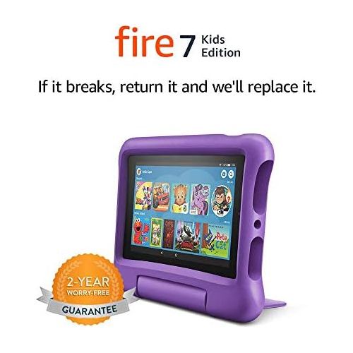  Amazon Fire 7 Kids Edition Tablet, 7 Display, 16 GB, Purple Kid-Proof Case