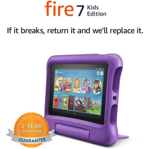  Amazon Fire 7 Kids Edition Tablet, 7 Display, 16 GB, Purple Kid-Proof Case