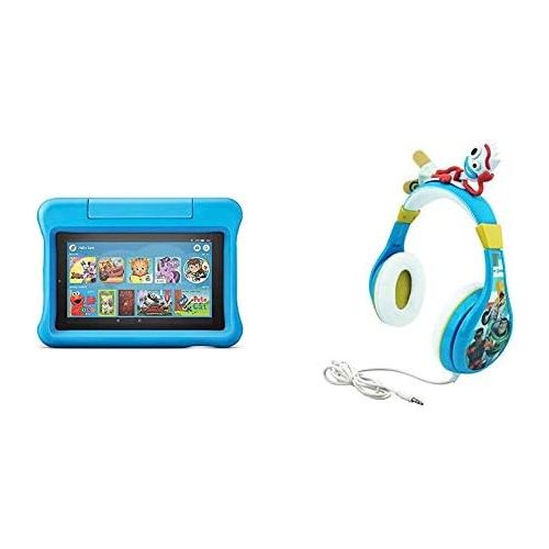  Amazon Fire 7 Kids Edition Tablet (Blue) + Toy Story Headphones (Forky)