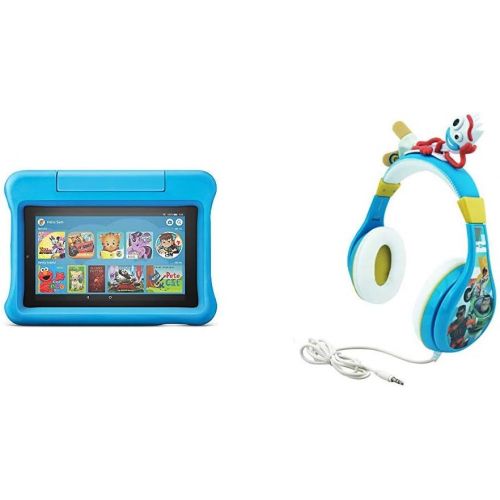  Amazon Fire 7 Kids Edition Tablet (Blue) + Toy Story Headphones (Forky)