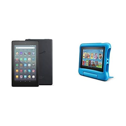  Amazon Fire 7 Family Pack - Fire 7 Tablet (16GB, Black) + Fire 7 Kids Edition Tablet (16GB, Blue)