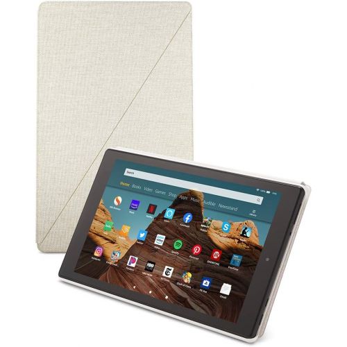  Fire HD 10 Tablet (32 GB, White, With Special Offers) + Amazon Standing Case (Sandstone White) + 15W USB-C Charger