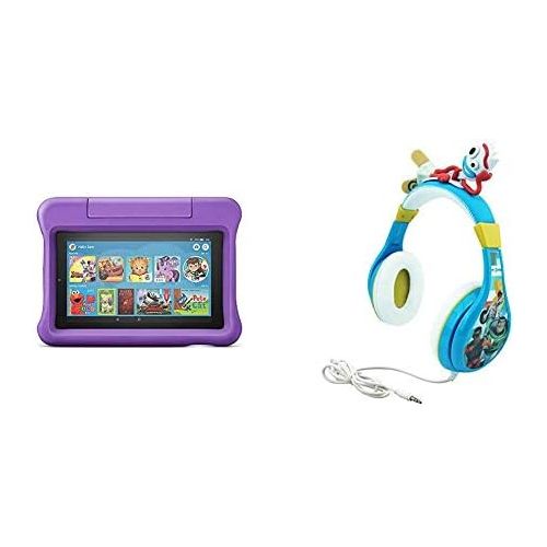 Amazon Fire 7 Kids Edition Tablet (Purple) + Toy Story Headphones (Forky)