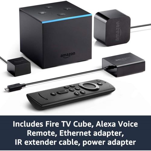  Amazon Fire TV Cube, hands-free with Alexa and 4K Ultra HD (includes all-new Alexa Voice Remote), streaming media player