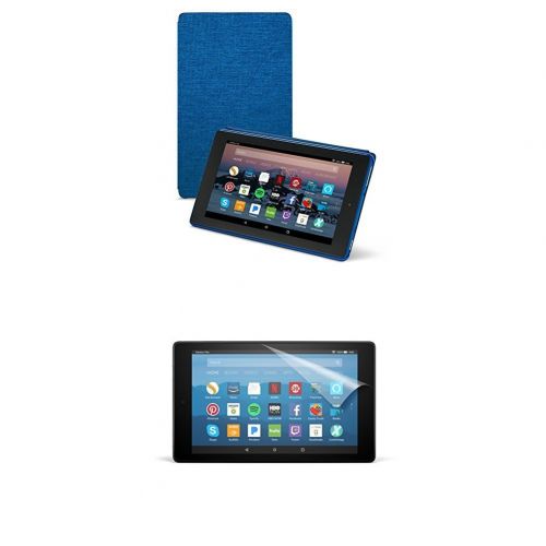  Amazon Cover (Marine Blue) and Screen Protector (Clear) for Fire HD 8 Tablet (7th Generation, 2017 Release)