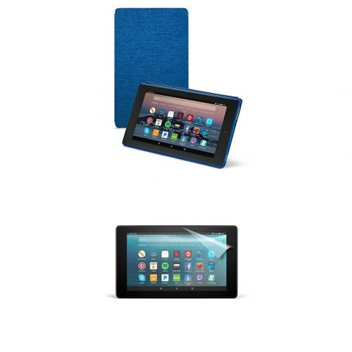  Amazon Cover (Marine Blue) and Screen Protector (Clear) for Fire 7 Tablet (7th Generation, 2017 Release)